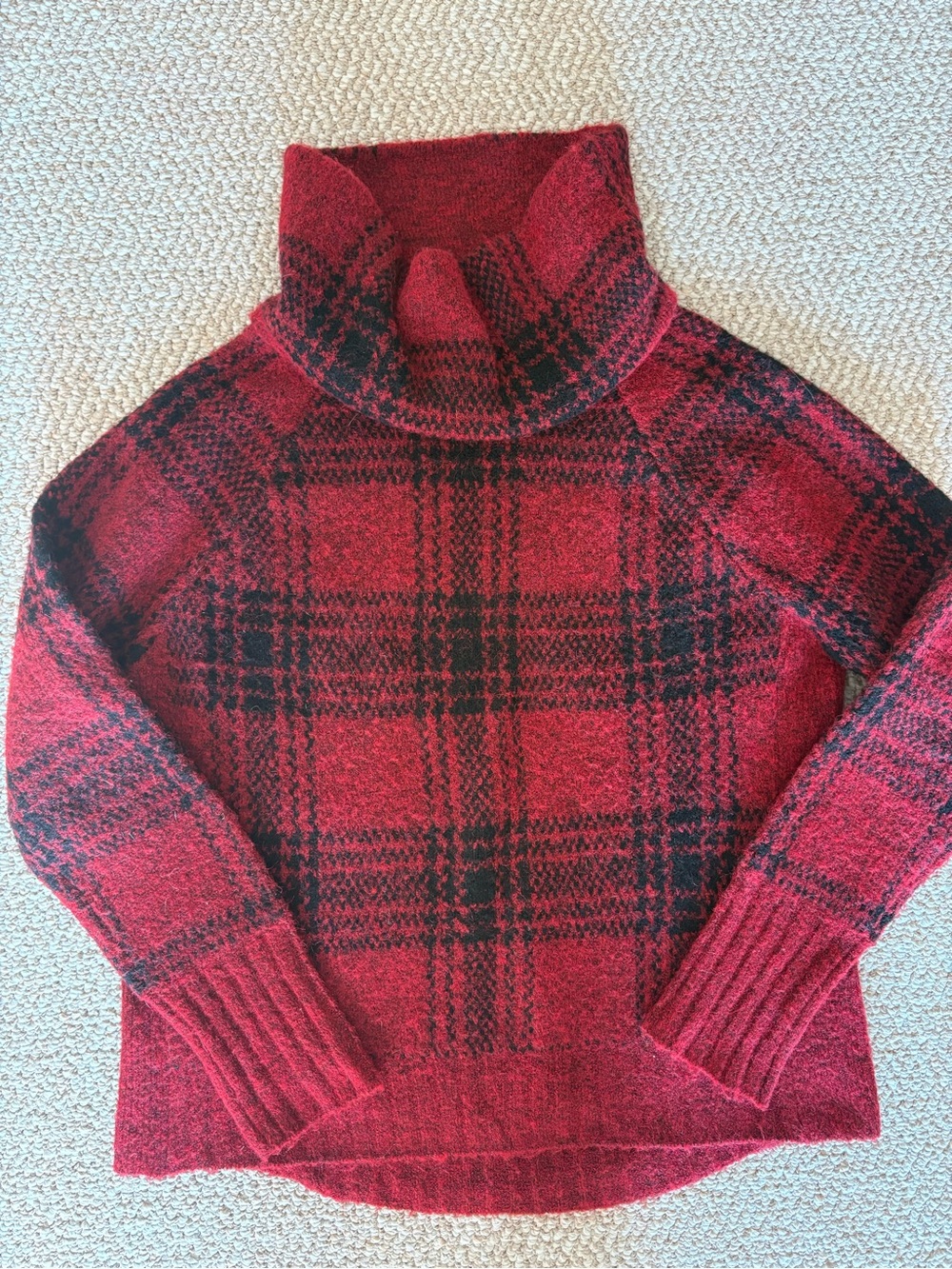 RD Style Red and Black Plaid Turtleneck Sweater